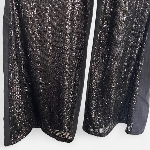 PINKO Parker Plus Black Sequin Palazzo Trousers – Glam Statement Pants (Sz 26) - Picture 5 of 8